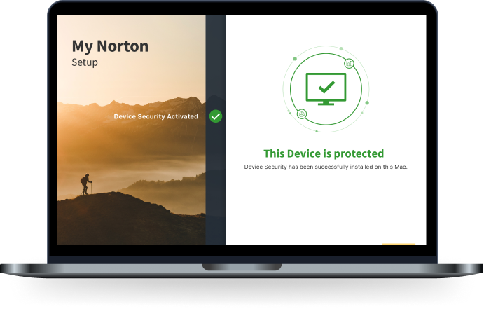 图片：Macbook 我的 Norton 设备被保护。