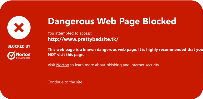 图片：安全网络的危险网页被阻止。